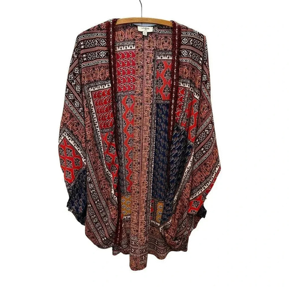 Umgee Women's Multicolor Open Front Paisley Print Kimono Poncho Size M/L - Picture 1 of 7